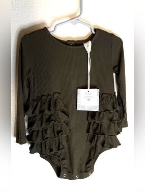 kate quinn Olive Ribbed Long-Sleeve Bodysuit